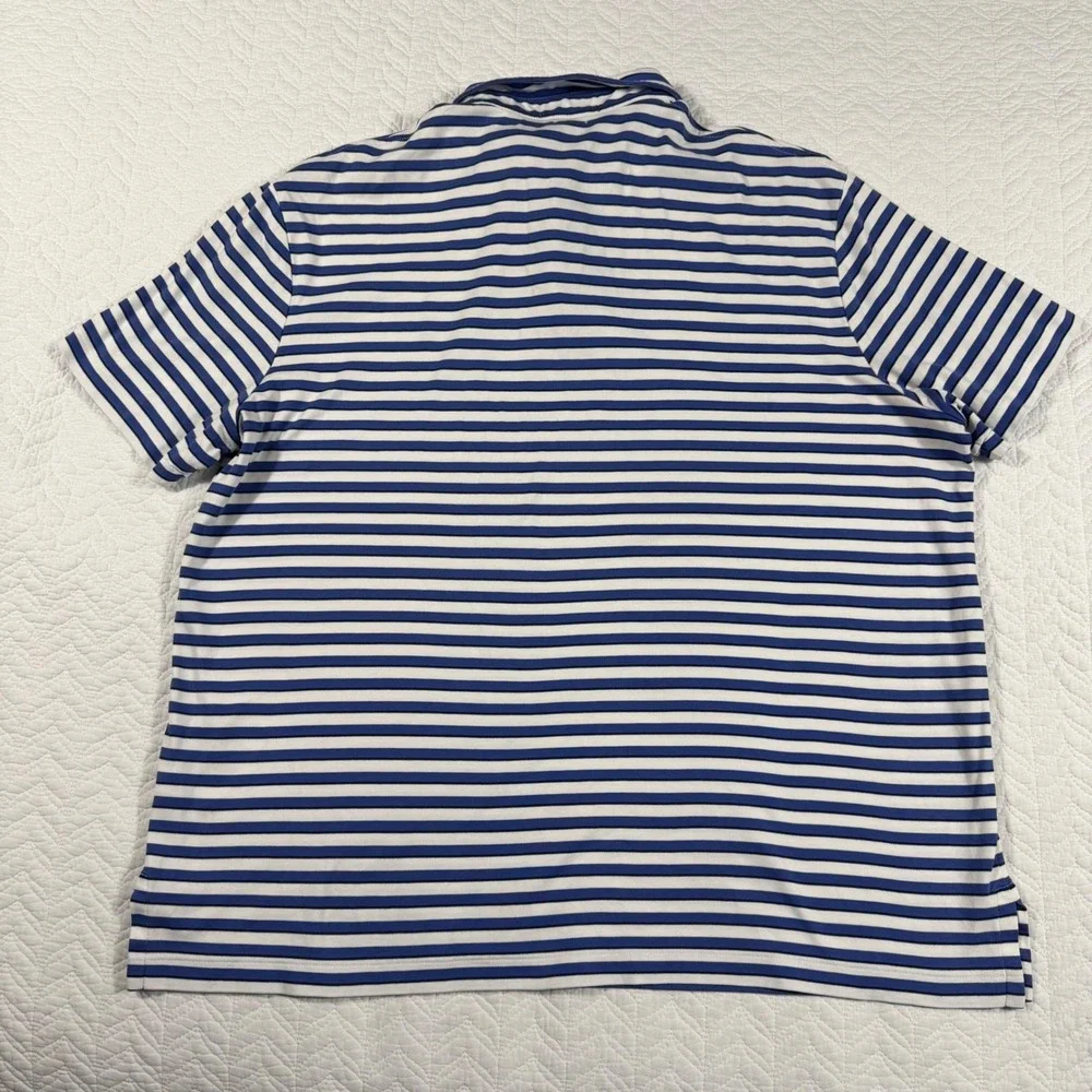 Polo Ralph Lauren Classic Fit Blue White Stripe Polo Shirt Mens XL 100% Cotton‎